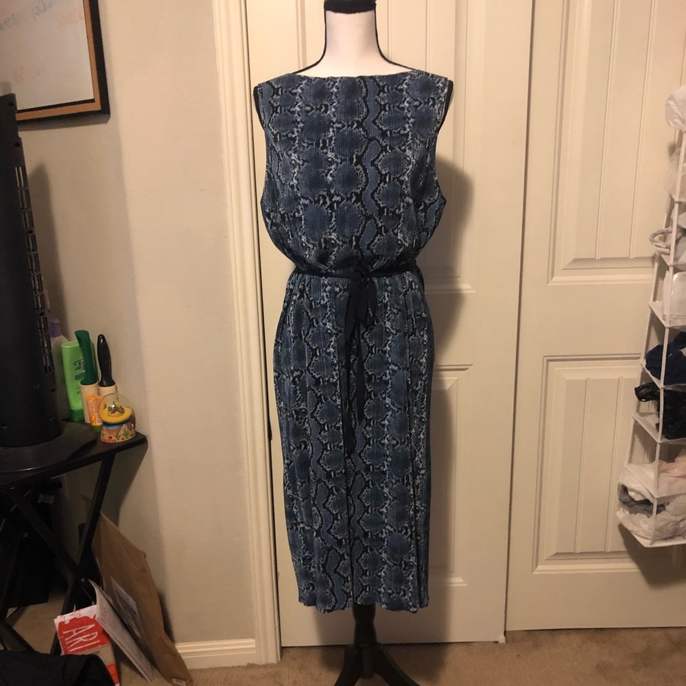 Blue snake skin print dress